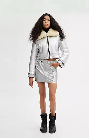 Chrome Leather Mini Skirt