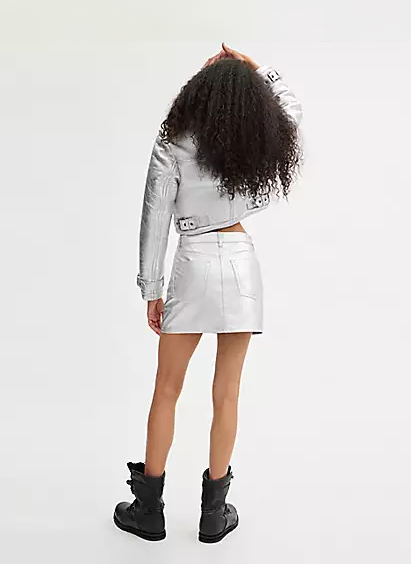Chrome Leather Mini Skirt