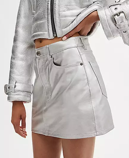 Chrome Leather Mini Skirt