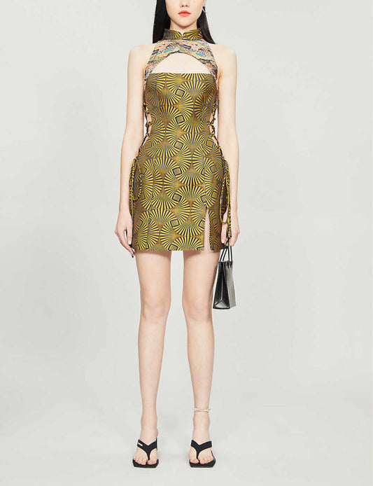 Halter Brocade Dress